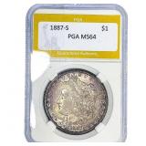 1887-S Morgan Silver Dollar PGA MS64