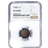 1908-S Indian Head Cent NGC VF25 BN