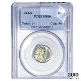 1943 Wheat Cent PCGS MS66 STEEL