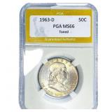 1934-D Franklin Half Dollar PGA MS66 Toned