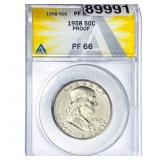 1958 Washington Silver Half Dollar ANACS PF66 PROO
