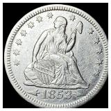 1853 Arrows/Rays Seated Liberty Quarter  CLOSELY