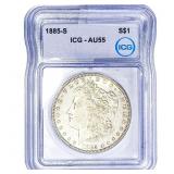 1885-S Morgan Silver Dollar ICG AU55