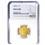 1876 Indian Head Cent NGC MS63 RB
