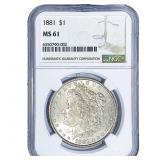 1881 Morgan Silver Dollar NGC MS61