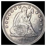 1860-O Silver Seated Liberty Quarter NEARLY UNCIRC
