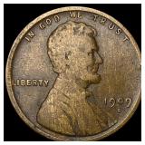 1909-S Lincoln Wheat Cent LIGHTLY CIRCULATED