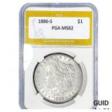 1886-S Morgan Silver Dollar PGA MS62