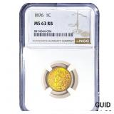1876 Indian Head Cent NGC MS63 RB