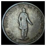 1837 Province of Lower Canada Penny NICELY  CIRCU