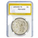 1878 REV 79 Morgan Silver Dollar PGA AU50