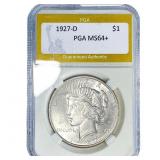 1927-D Silver Peace Dollar PGA MS64+