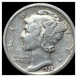 1924-S Silver Mercury Dime NEARLY  UNCIRCULATED
