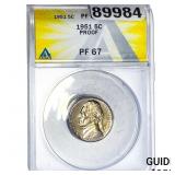 1951 Jefferson Nickel ANACS PF67 PROOF