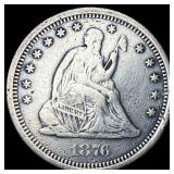 1876-S Silver Seated Liberty Quarter NEARLY UNCIRC