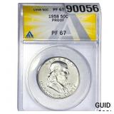 1958 Franklin Half Dollar ANACS PF67 PROOF