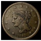 1841 Braided Hair Large Cent LIGHTLY  CIRCULATED