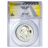 1958 Franklin Half Dollar ANACS PF65 PROOF