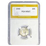 1940 Mercury Silver Dime PGA MS67