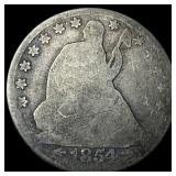 1854-O Arrows Silver Seated Liberty Half  Dollar