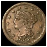 1853 Braided Hair Large Cent CLOSELY  UNCIRCULATE