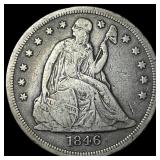 1846-O Silver Seated Liberty Dollar LIGHTLY CIRCUL