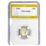 1942 Mercury Silver Dime PGA MS66