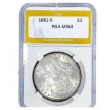 1881-S Morgan Silver Dollar PGA MS64