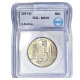 2011-D  ICG MS70 50C US ARMY