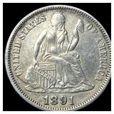 1891 Silver Seated Liberty Dime CLOSELY  UNCIRCUL