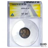 1931-S Wheat Cent ANACS VF20