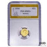 1916 McKinley Rare Gold Dollar PGA MS65+