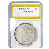 1878 REV 79 Morgan Silver Dollar PGA AU58