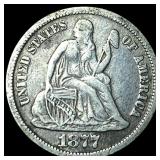 1877-CC Silver Seated Liberty Dime NEARLY UNCIRCUL