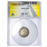 1833 Capped Bust Dime ANACS VF10