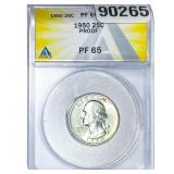 1950 Washington Silver Quarter ANACS PF65 PROOF