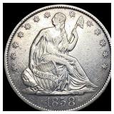 1858-O Silver Seated Liberty Half Dollar  NEARLY