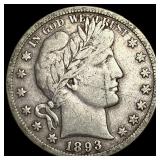 1893-S Silver Barber Half Dollar LIGHTLY  CIRCULA