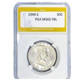 1949-S Franklin Half Dollar PGA MS65 FBL