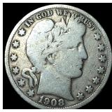1908-S Silver Barber Half Dollar NICELY CIRCULATED