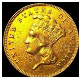 1874 $3 Gold Indian Princess Head CLOSELY UNCIRCUL