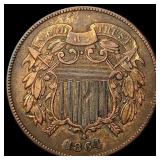 1864 Bronze Two-Cent Piece NEARLY UNCIRCULATED