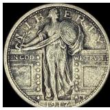 1917 Type 1 Standing Liberty Quarter NEARLY  UNCI