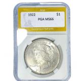 1922 Silver Peace Dollar PGA MS66