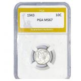 1943 Mercury Silver Dime PGA MS67