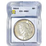 1922-D Silver Peace Dollar ICG MS61