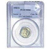 1943 Wheat Cent PCGS MS66 STEEL