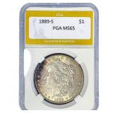 1889-S Morgan Silver Dollar PGA MS65