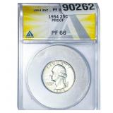 1954 Washington Silver Quarter ANACS PF66 PROOF