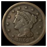 1852 Braided Hair Large Cent LIGHTLY CIRCULATED